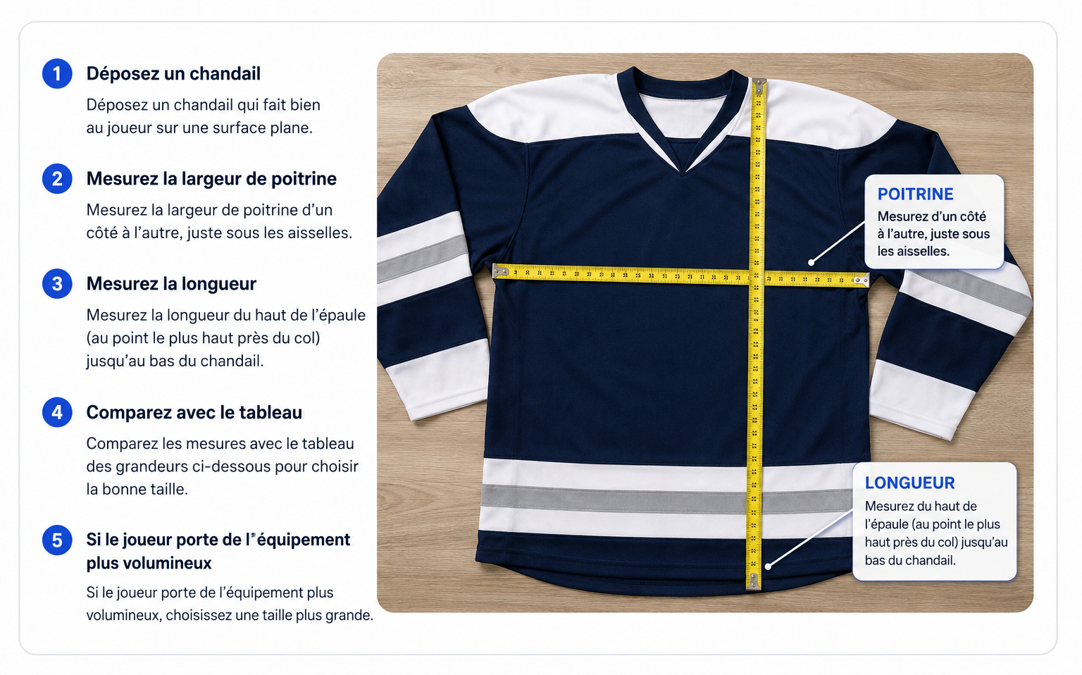 Guide de mesure chandail hockey